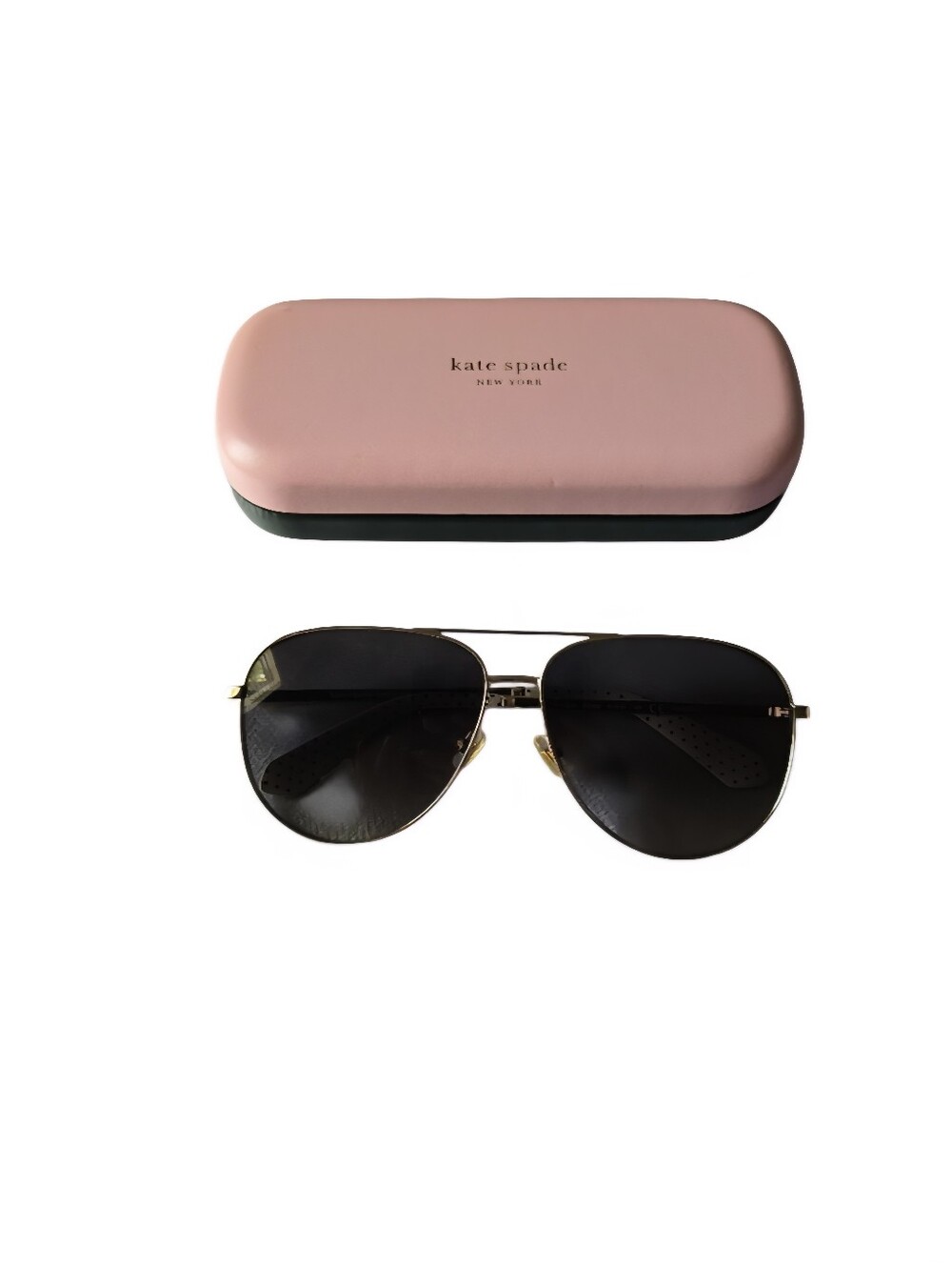 kate spade Hello Sunshine Polarized Gold Tone Eyewear with Pink And Green Case - Picture 3 of 9